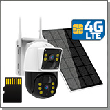 Уличная поворотная беспроводная 4G-SIM 2MP камера с двумя объективами «Link Solar K66-2MP-4G-Dual» с солнечной панелью